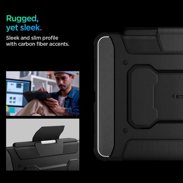 Spigen iPad Pro 11 (M4/M5) Suojakotelo Rugged Armor Pro Musta