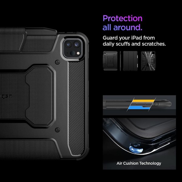 Spigen iPad Pro 11 (M4/M5) Suojakotelo Rugged Armor Pro Musta
