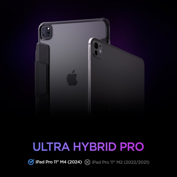 Spigen iPad Pro 11 (M4/M5) Ultra Hybrid Pro -suojakuori, musta