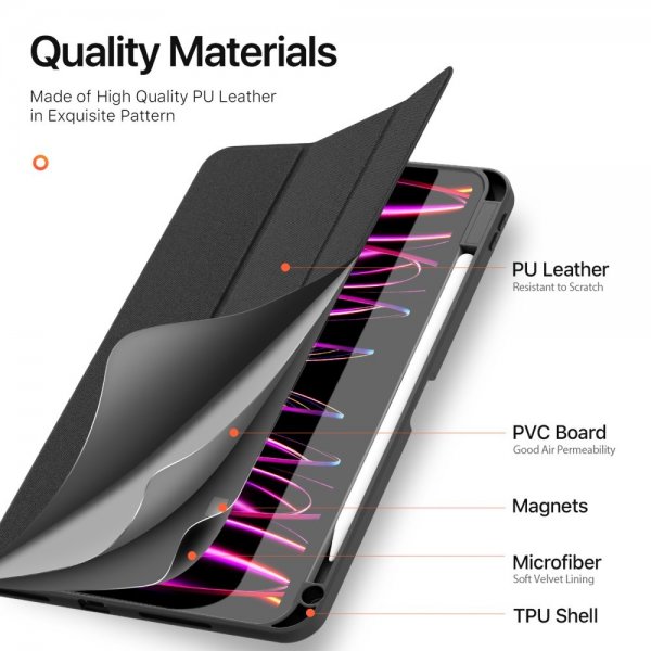 Dux Ducis iPad Pro 11 (M4/M5) Kotelo DOMO Series Musta