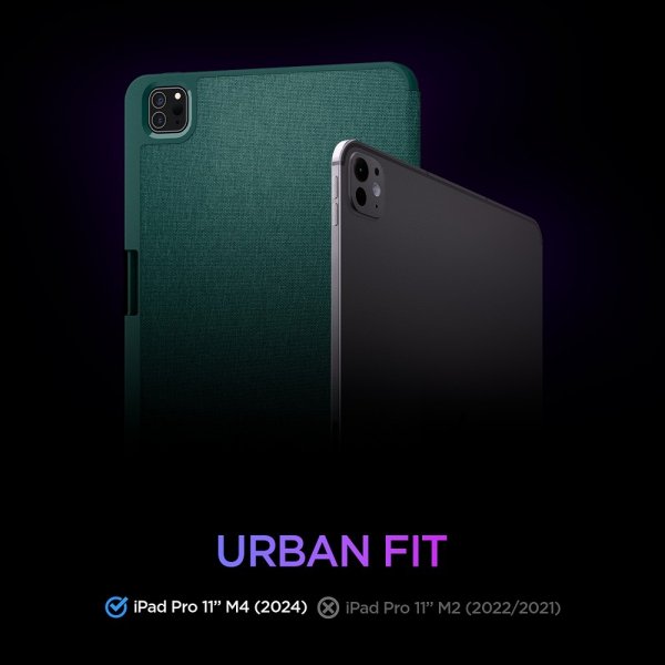 Spigen iPad Pro 11 (M4/M5) Urban Fit -suojakotelo, Midnight Green