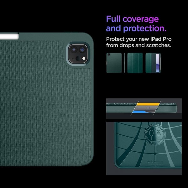 Spigen iPad Pro 11 (M4/M5) Urban Fit -suojakotelo, Midnight Green