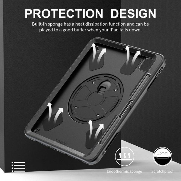 4smarts iPad Pro 11 (M4/M5) Suojakotelo Rugged Case Grip Musta