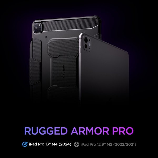 Spigen iPad Pro 13 (M4/M5) Suojakotelo Rugged Armor Pro Musta