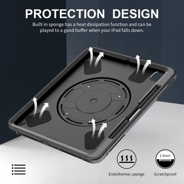 4smarts iPad Pro 13 (M4/M5) Suojakuori Rugged Case Grip Musta