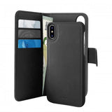 Puro iPhone X/iPhone Xs Lompakkokotelo Detachable 2 in 1 Musta
