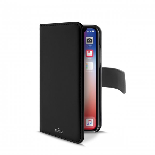 Puro iPhone X/iPhone Xs Lompakkokotelo Detachable 2 in 1 Musta