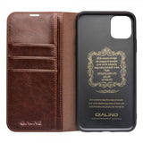 Qialino iPhone 11 -kotelo, aitoa nahkaa, korttipaikka, ruskea