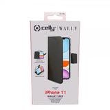 Celly iPhone 11 -kotelo Wally Wallet Case, musta
