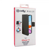 Celly iPhone 11 -kotelo Wally Wallet Case, musta