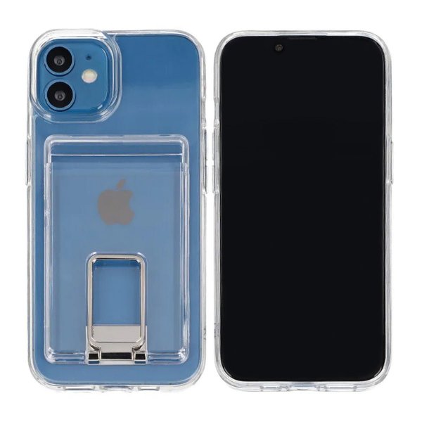 Rvelon iPhone 11 -suojakuori, jalusta ja korttipidike, läpinäkyvä