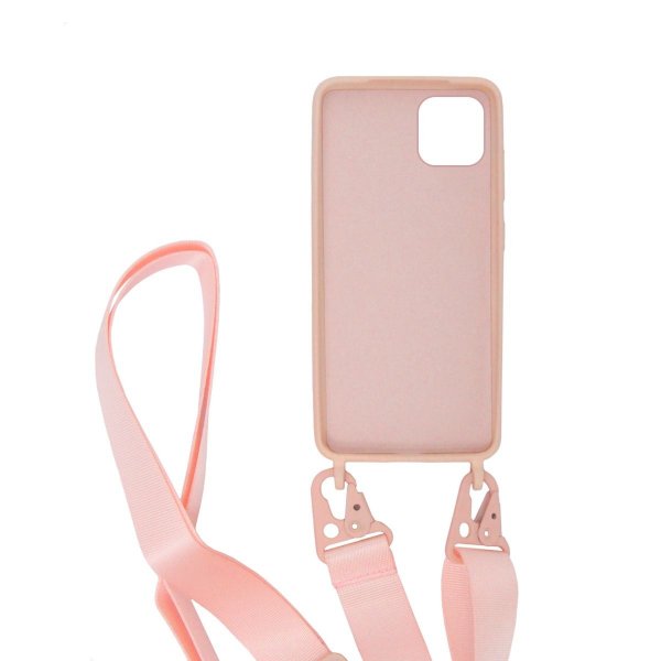 iPhone 11 Pro Max Kuori Silikoni kaulakorulla Vaaleanpunainen