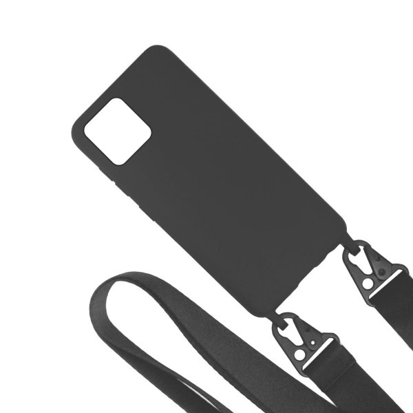 iPhone 11 Pro Max -kuoret silikonia kaulanauhalla, musta