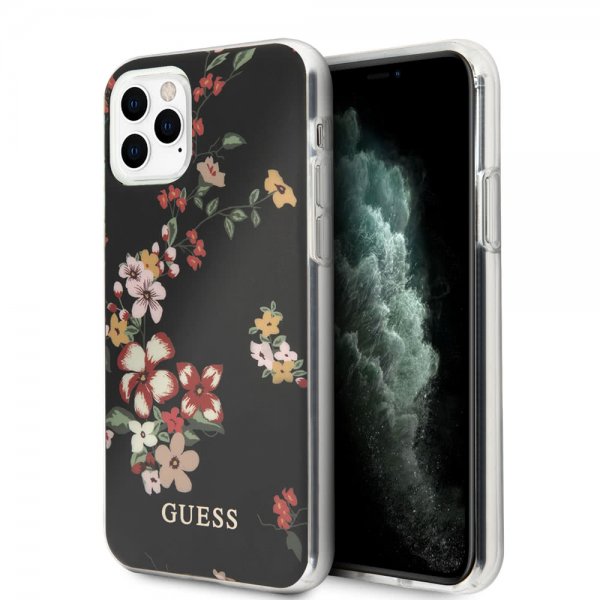 Guess iPhone 11 Pro Max Kuori Flower Edition N.4 Musta
