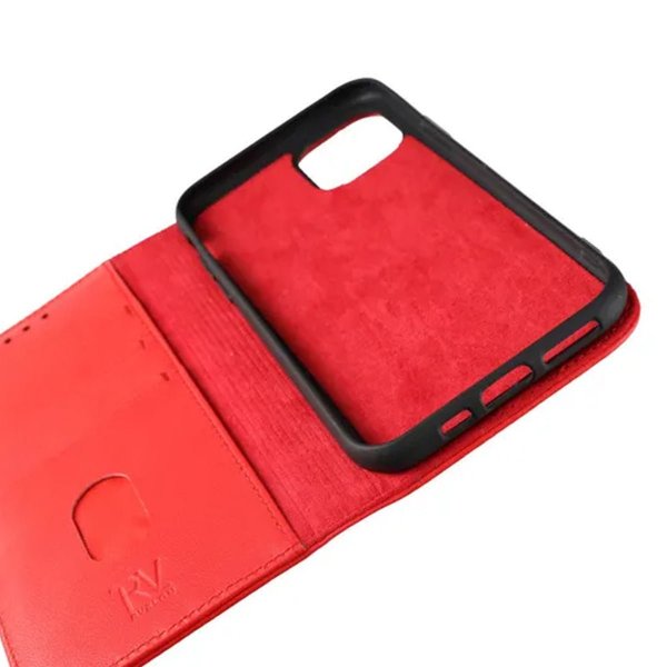 Rvelon iPhone 11 Pro Kotelo Aitoa Nahkaa Punainen