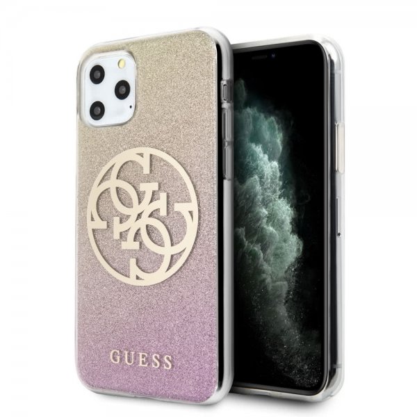 Guess iPhone 11 Pro Kuori Glitter Circle Ruusukulta