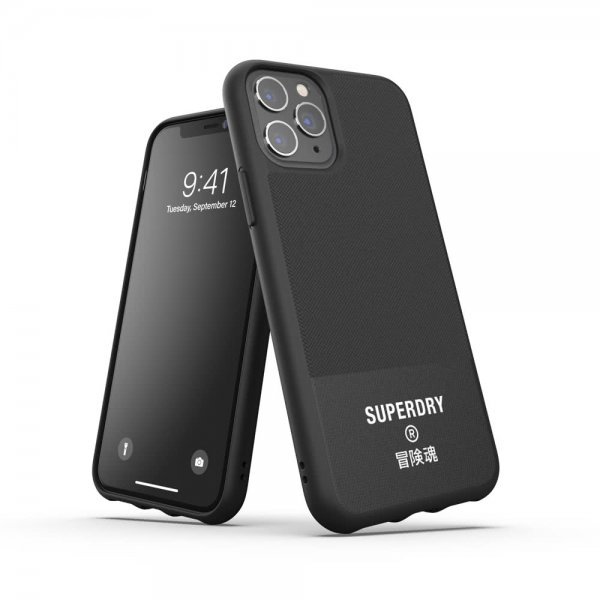 Superdry iPhone 11 Pro -suojakuori, muotoonvalettu, kangas, musta