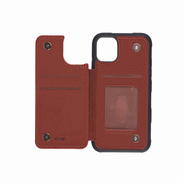 iPhone 11 Pro -suojakuori, taitettava korttipidike, ruskea