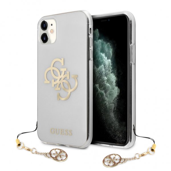 Guess iPhone 11 -kuori 4G Logo Kulta Läpinäkyvä