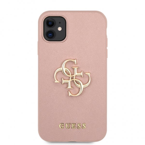 Guess iPhone 11 -kuori 4G Logo Saffiano Pinkki
