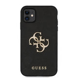 Guess iPhone 11 -suojakuori 4G Logo Saffiano, musta