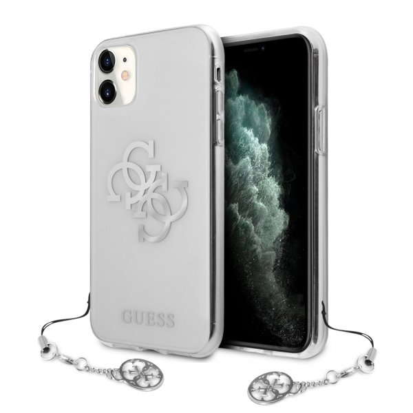 Guess iPhone 11 -kuori 4G Logo Silver Clear