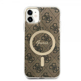 Guess iPhone 11 -suojakuori 4G Pattern MagSafe, ruskea