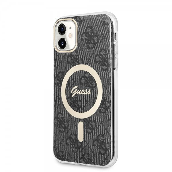 Guess iPhone 11 -kuoret 4G Pattern MagSafe, musta
