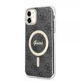 Guess iPhone 11 -kuoret 4G Pattern MagSafe, musta
