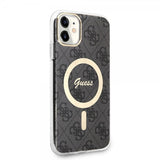Guess iPhone 11 -kuoret 4G Pattern MagSafe, musta