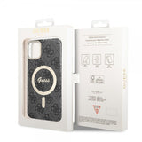 Guess iPhone 11 -kuoret 4G Pattern MagSafe, musta