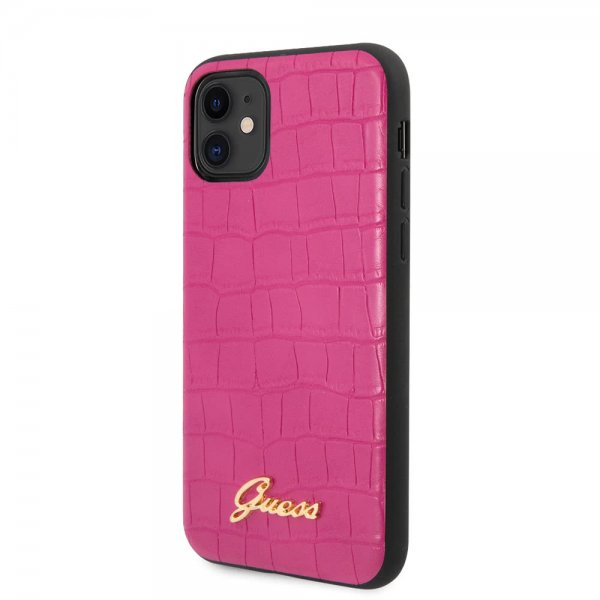 Guess iPhone 11 -suojakuori Croco, pinkki