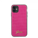 Guess iPhone 11 -suojakuori Croco, pinkki