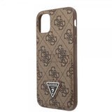 Guess iPhone 11 -suojakuori Double Cardslot Metal Triangle, ruskea