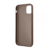 Guess iPhone 11 -suojakuori Double Cardslot Metal Triangle, ruskea