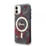 Guess iPhone 11 -suojakuori Flower MagSafe Kaki