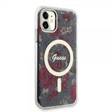 Guess iPhone 11 -suojakuori Flower MagSafe Kaki