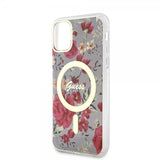 Guess iPhone 11 -suojakuori Flower MagSafe Kaki