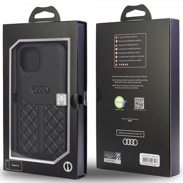 Audi iPhone 11 -suojakuori, aitoa nahkaa, musta