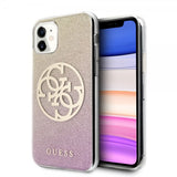 Guess iPhone 11 -suojakuori Glitter Circle Ruusukulta