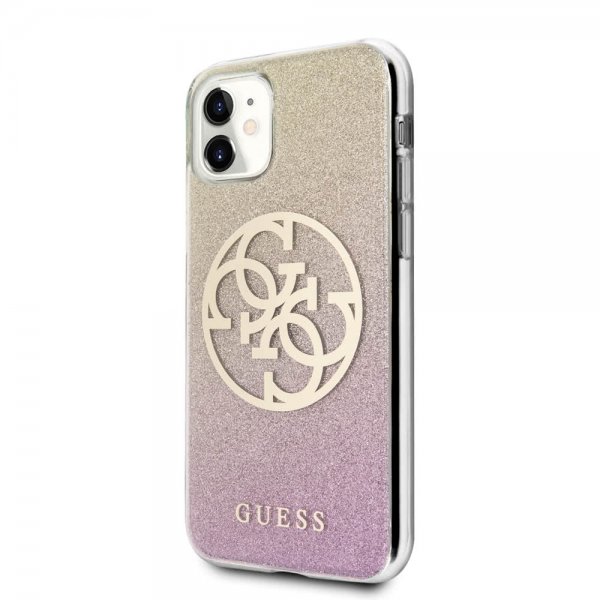 Guess iPhone 11 -suojakuori Glitter Circle Ruusukulta