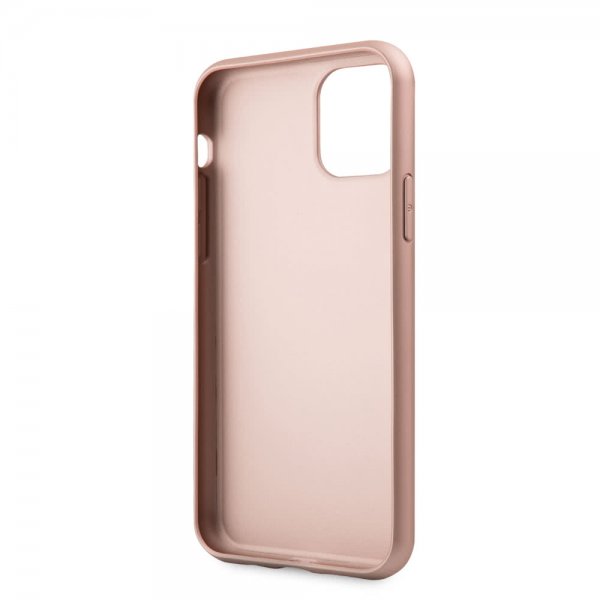 Guess iPhone 11 -suojakuori, nahkakuviointi, ruusukulta