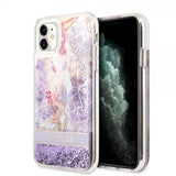 Guess iPhone 11 -suojakuori Liquid Glitter Flower Pattern - violetti
