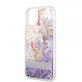 Guess iPhone 11 -suojakuori Liquid Glitter Flower Pattern - violetti