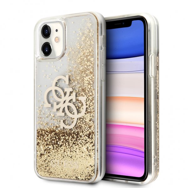 Guess iPhone 11 -suojakuori, Liquid Glitter, kulta, läpinäkyvä