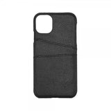 Onsala iPhone 11 -suojakuori, jossa kaksi korttipaikkaa, aitoa nahkaa, musta