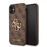Guess iPhone 11 -suojakuori, metallilogo, ruskea