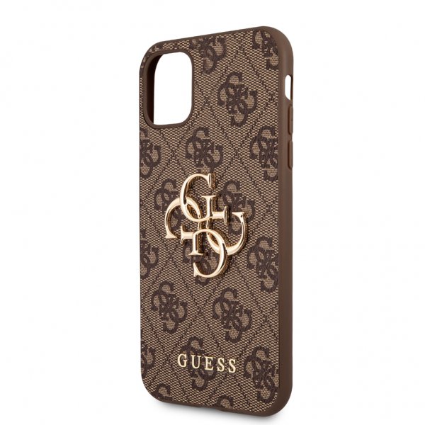 Guess iPhone 11 -suojakuori, metallilogo, ruskea