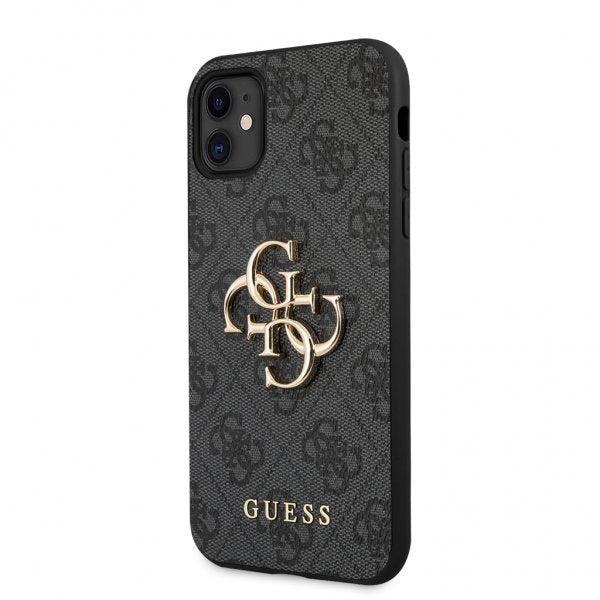 Guess iPhone 11 -suojakuori, metallilogo, harmaa