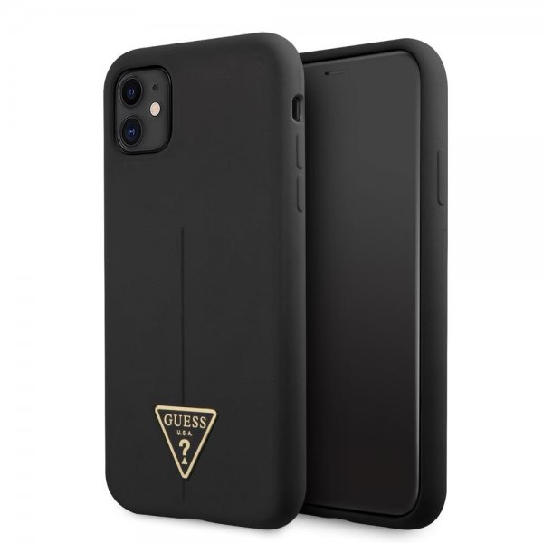 Guess iPhone 11 -suojakuori Metal Triangle, musta